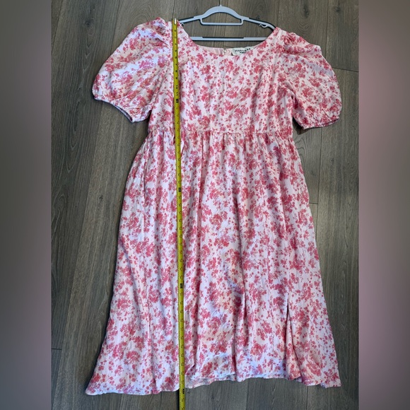 JessaKae Pink Floral Puff Sleeve Midi Dress Boho Vera Size XXL 2X - Picture 8 of 10